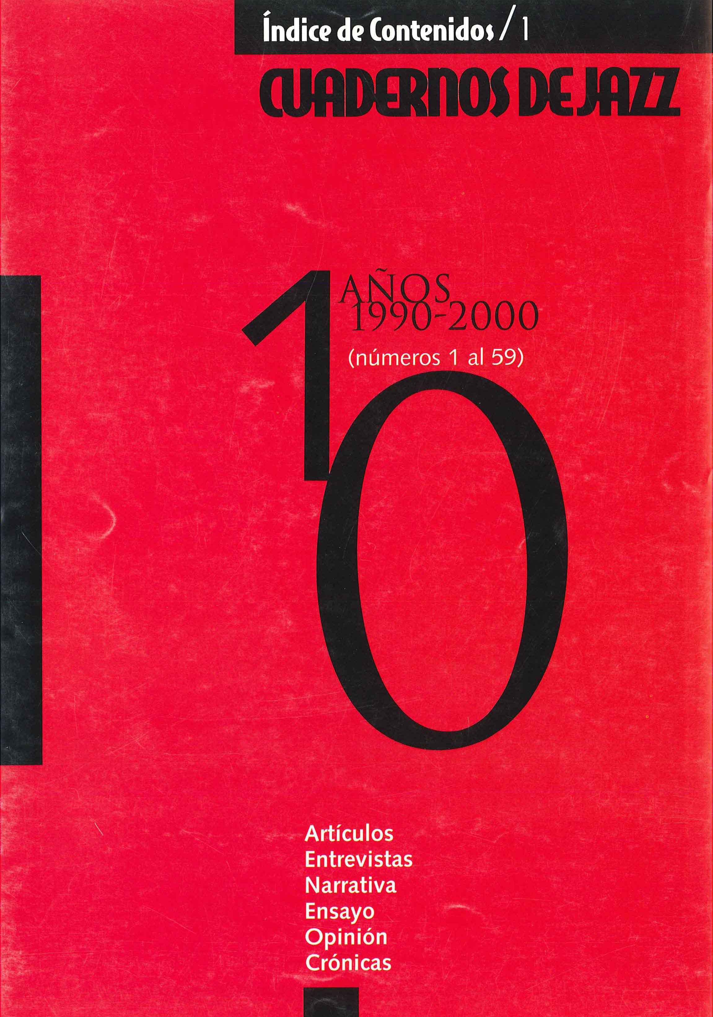 Cubierta del Índice de contenidos 1 de la revista Cuadernos de Jazz