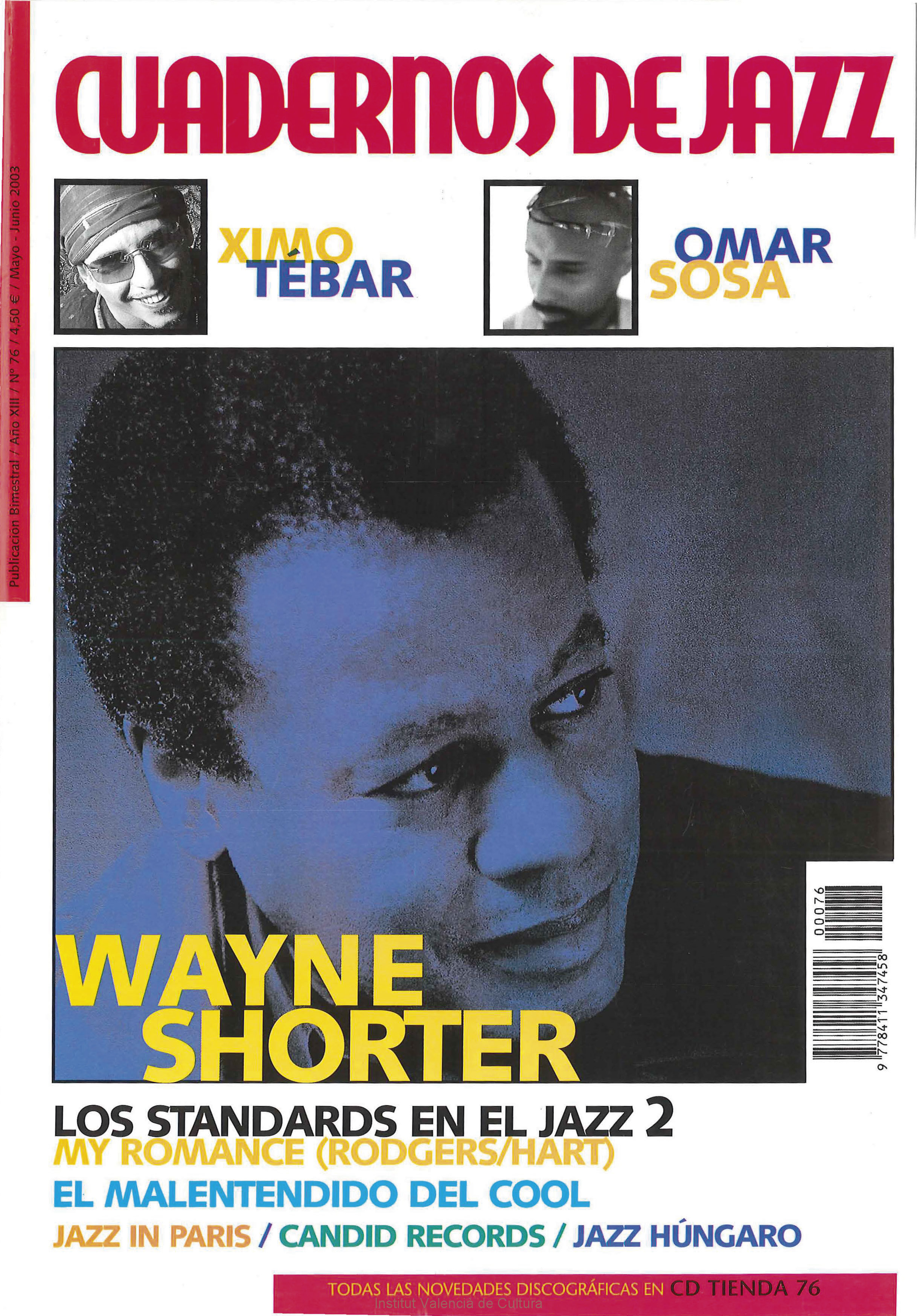 Cubierta del número 76 de la revista Cuadernos de Jazz