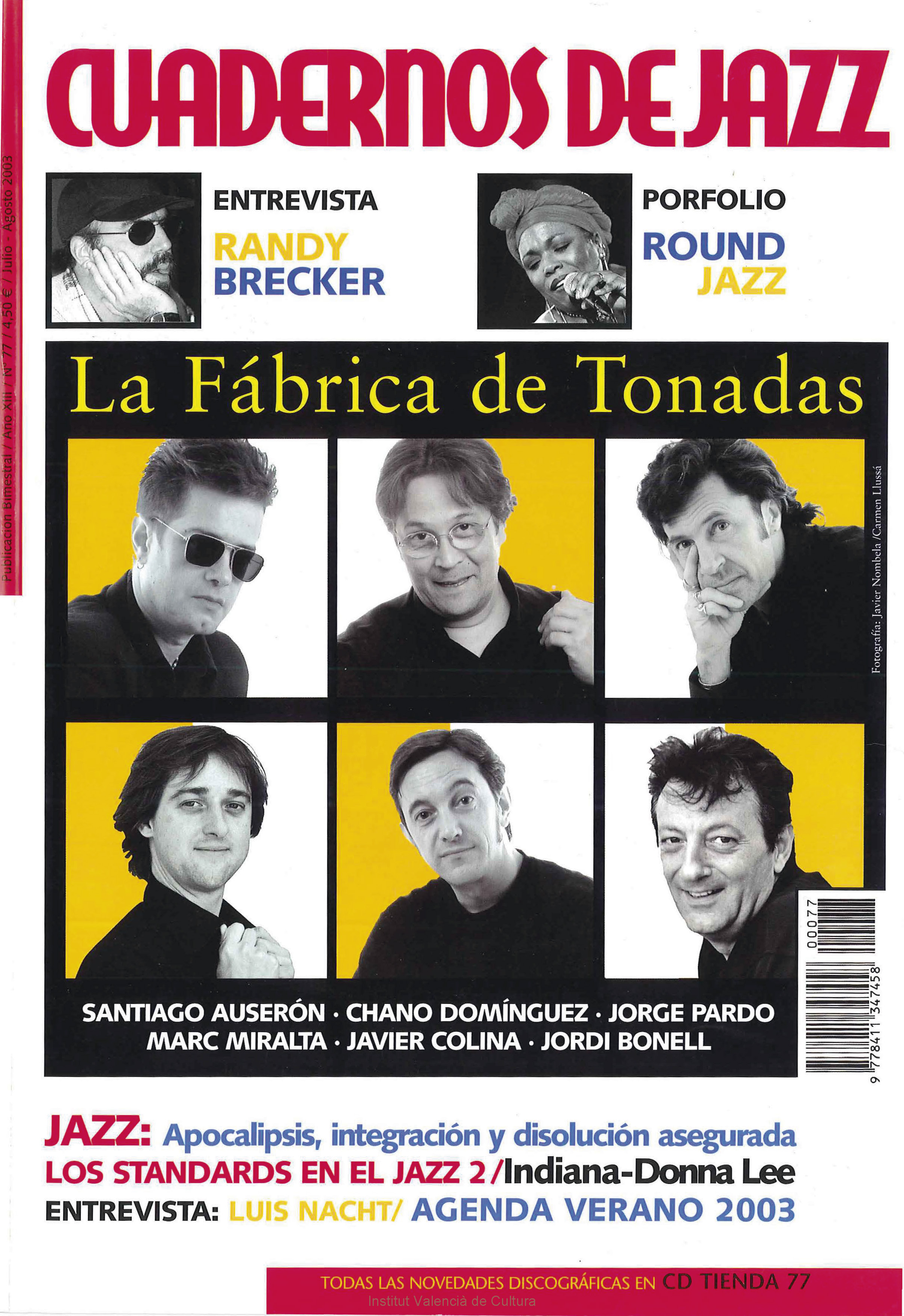Cubierta del número 77 de la revista Cuadernos de Jazz